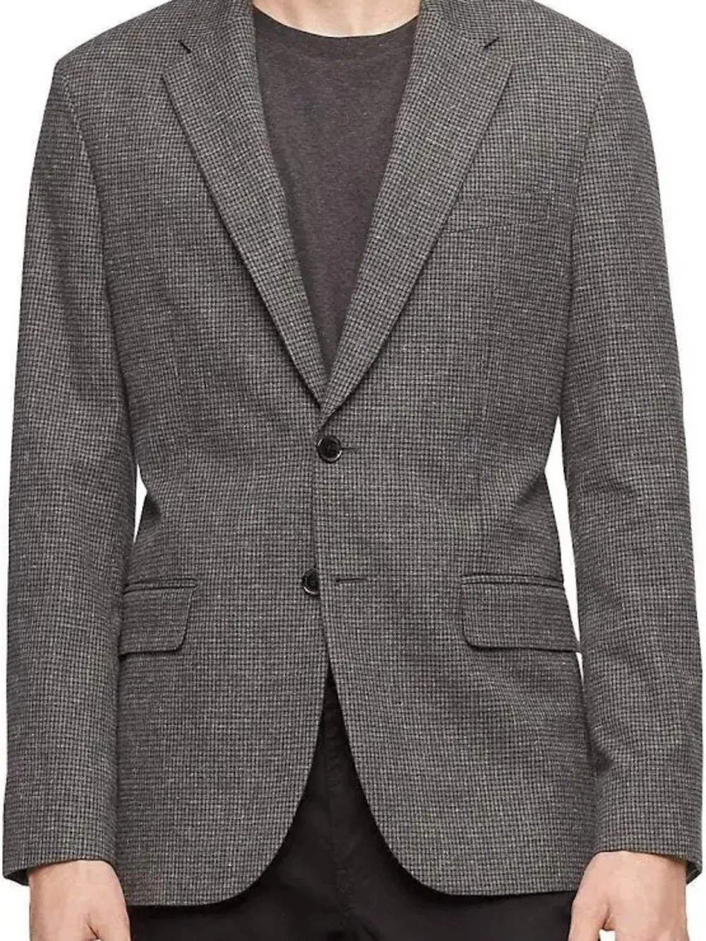 Men's Gray Houndstooth Blazer - Classic Tailored Fit. Calvin Klein
